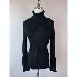 Anthropologie Black Ribbed Turtleneck Sweater size Large